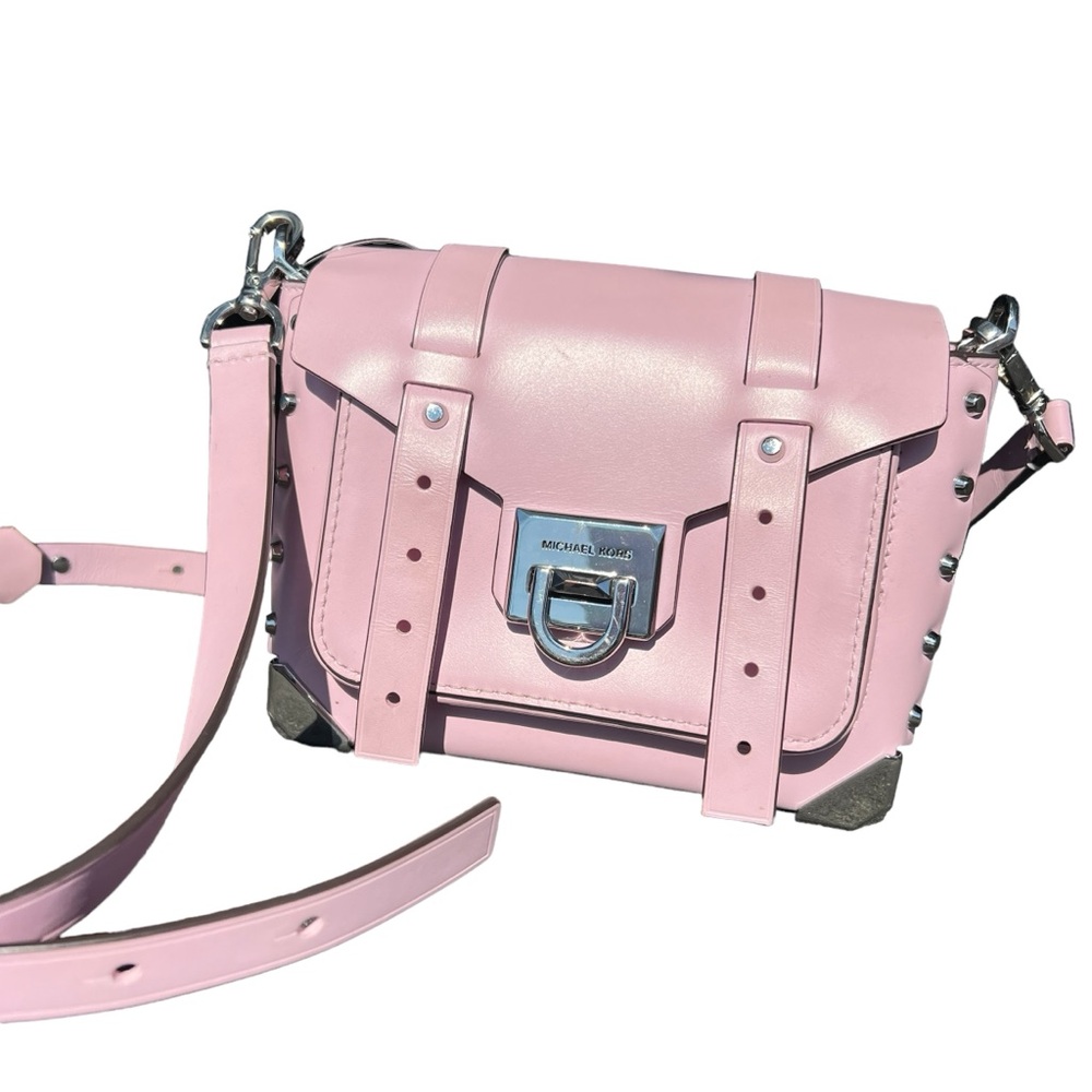 Michael Kors Manhattan Leather Pale Lilac/Silver Crossbody New W/O tags - Picture 8 of 14
